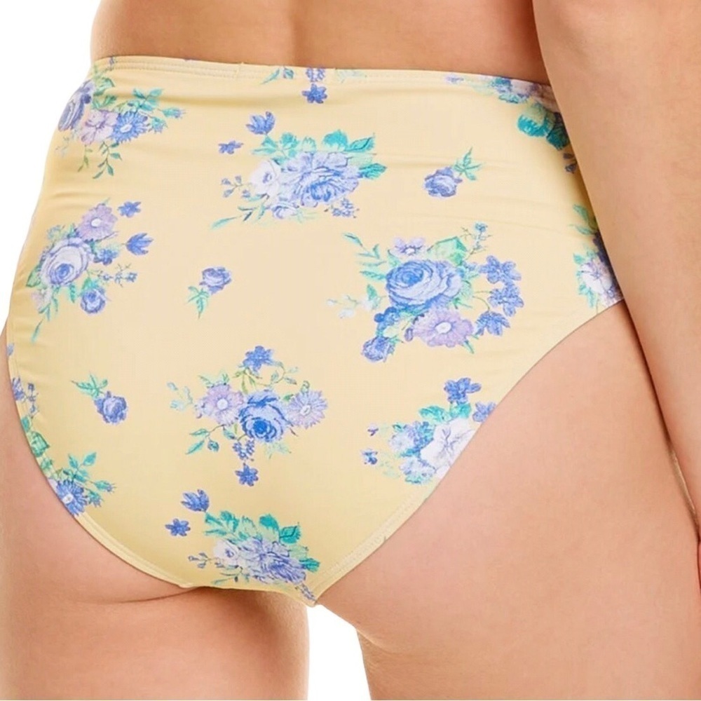 WeWoreWhat High Rise Bikini Bottom Yellow Floral Size Medium Full Coverage - Picture 5 of 7